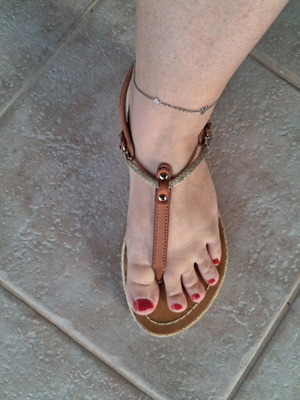 Parex leather sandals used, brown, size 36, ankle strap