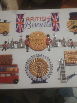 Tin box metal container from English biscuits like new