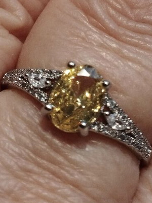 Ring Elegance with Yellow and Zirconia Stones like new