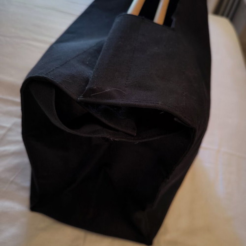 Tote bag like new, black canvas with wooden handles