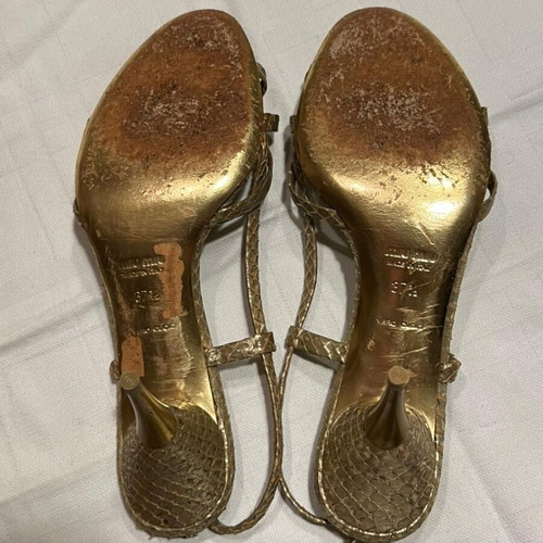 Miu Miu slingback heels used, size 37.5, metallic bronze