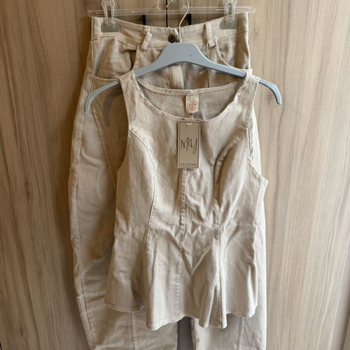 Denim set new, beige, one size