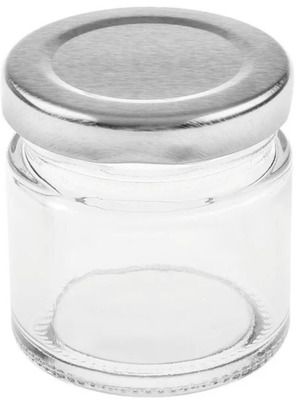 Glass jars with silver lid, pack of 25, 55 ml, new