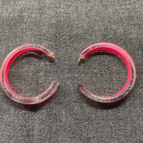 Pink earrings like new, diameter 6.5 cm