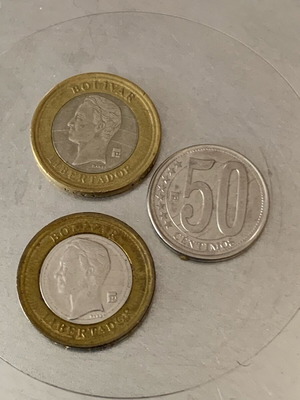 Venezuela coins like new, 3 pieces from 2007 and 2012