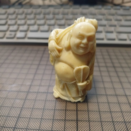 Happy Bhudda resin figurine used, 8 cm height