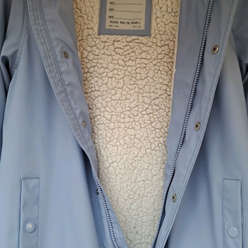 Waterproof jacket with fur for girl used, turquoise, Marks & Spencer size 140 cm
