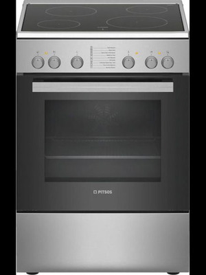 Pitsos kitchen stove 66lt with ceramic hobs used, inox
