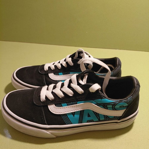 Vans YT Ward Glow sneakers size 34 like new, neon blue and black
