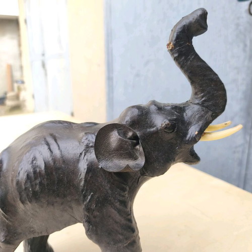 Leather elephant figurine used, from the 60s-70s