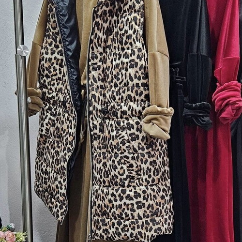 Long vest new sleeveless leopard jacket