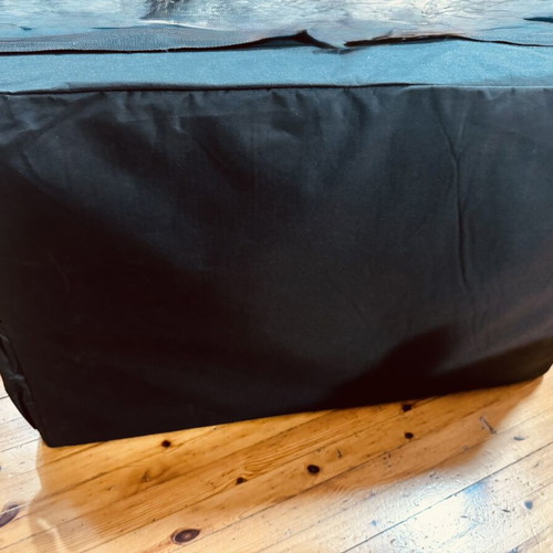 Portable folding massage bed with vinyl mattress, wooden frame