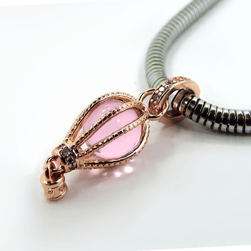 Pandora Dangle Charm Pink Hot Air Balloon with 14K Rose Gold Plating