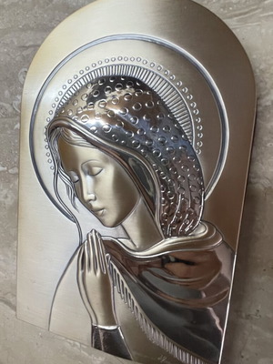 Leader Argenti Silver Relief Icon Madonna in Prayer 20x13cm