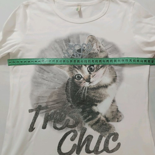 Benetton kids long-sleeve white blouse with cat design cotton like new