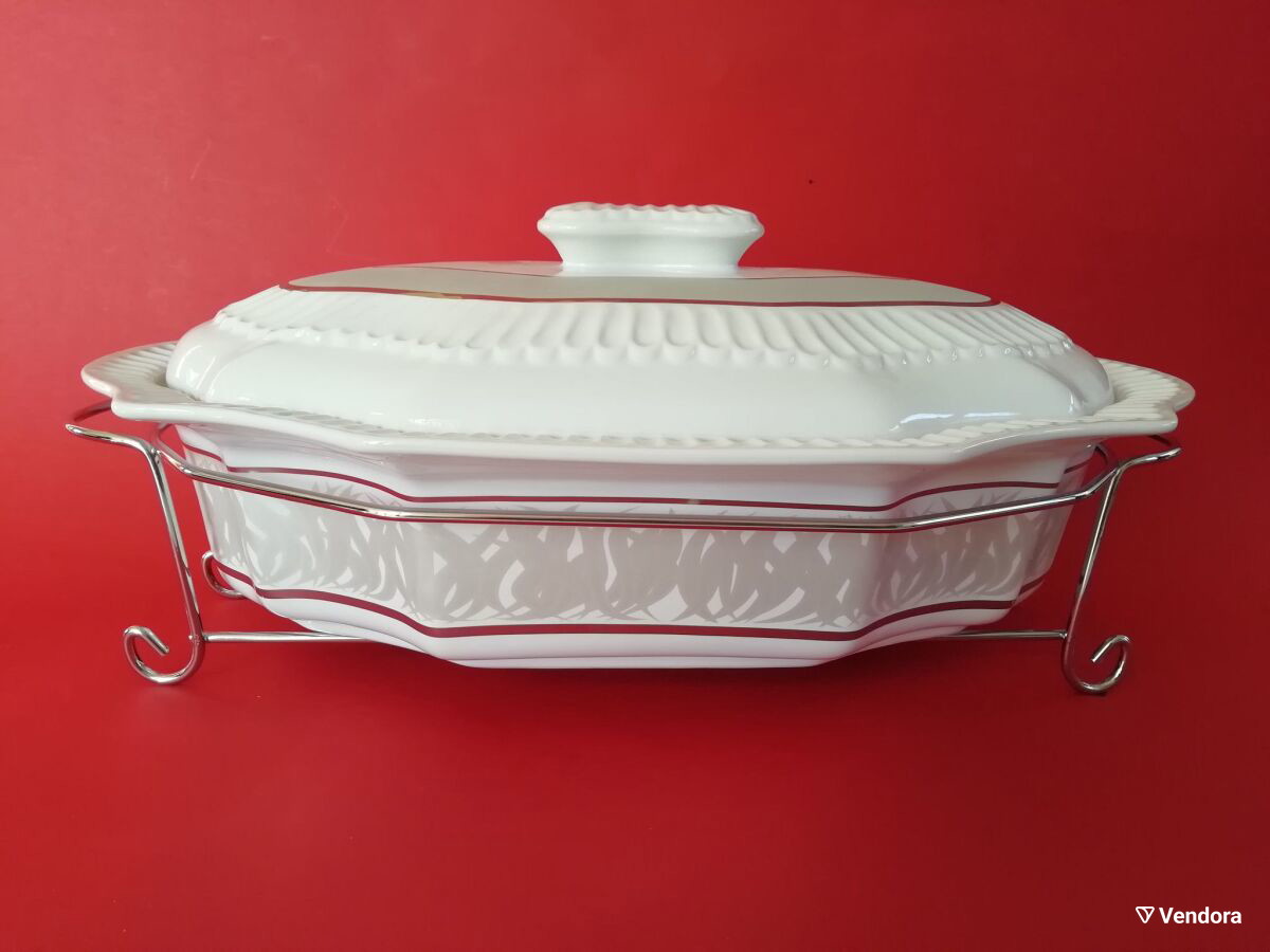 Porcelain roaster new with metal base… - € 40,00 - Vendora.cy