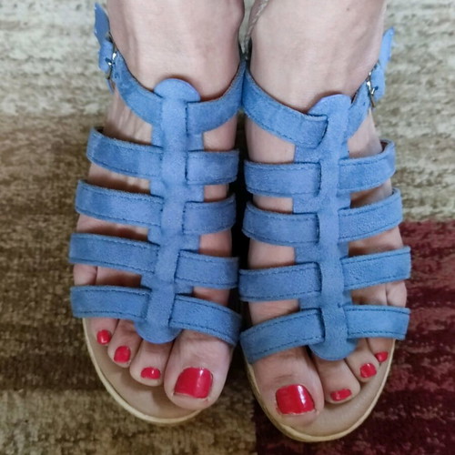 Blue pastel leather sandals like new, size 37