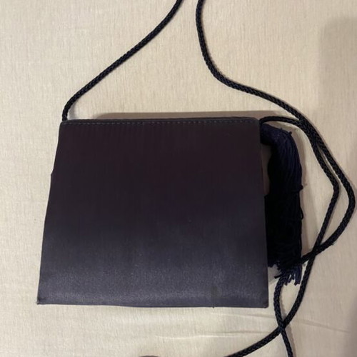 Satin Evening Clutch Bag with Tassel dark blue, like new
