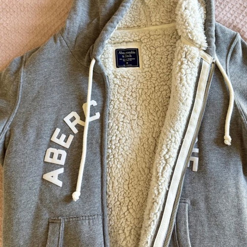 Abercrombie & Fitch women's grey hoodie jacket, size M