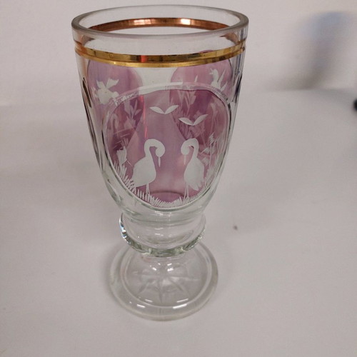 Collectible taillé crystal used 20 cm with gold and double amethyst
