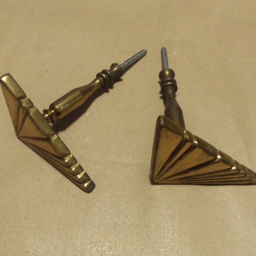 Metal door handles with designs for wooden door, used, set of 2, 10 cm length
