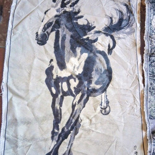 Chinese tapestry used with horse design by Xu Beihong style