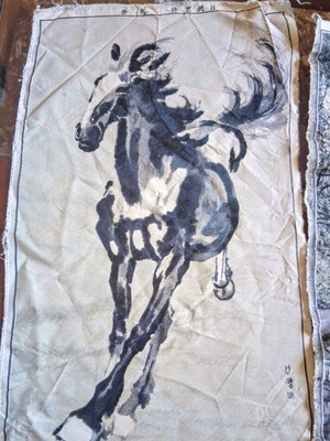Chinese tapestry used with horse design by Xu Beihong style