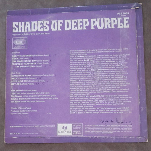 Deep Purple Shades of Deep Purple LP album used, rock