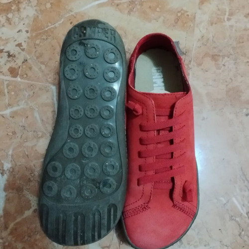 Camper leather shoes for women, red, size 37