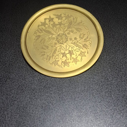 Brass Carved Tray 20cm like new with traditional floral design