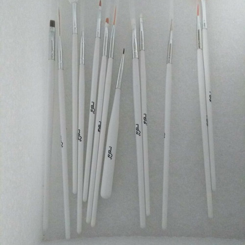 MSQ Nail Art Brush Set 15 Pieces, white