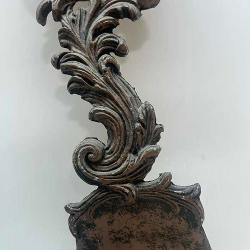 Antique copper wall barometer in fork shape used