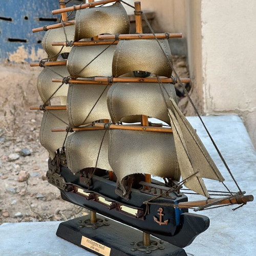 Wooden Constitution sailing ship decoration used with canvas sails