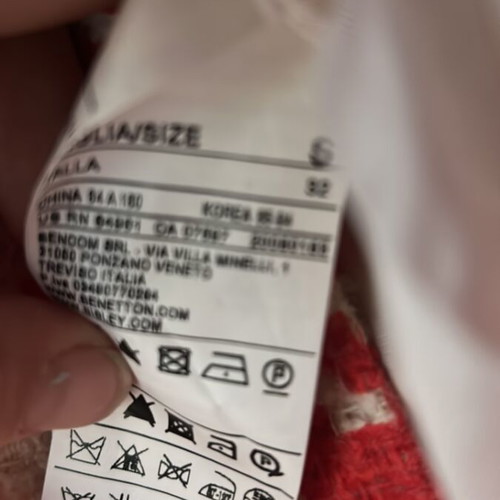 Benetton dress like new, white and red, size S