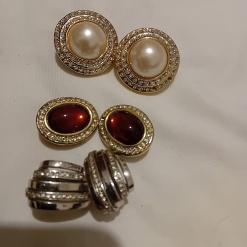 Vintage earrings pack of three used with clips