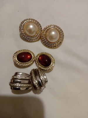 Vintage earrings pack of three used with clips