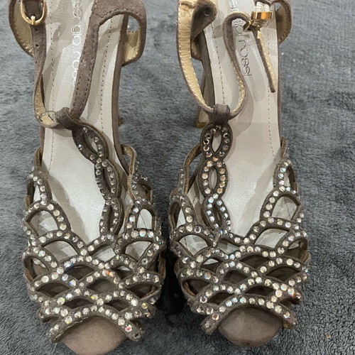 Sergio Rossi suede sandals with Swarovski new, size 39, beige