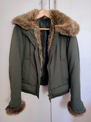 Zara brown jacket like new with fur, size M