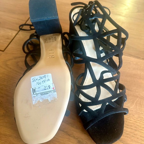 Kalogirou Black Leather Sandals new, size 39.5