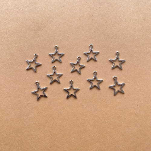 Steel stars for jewelry making, pack of 10, new