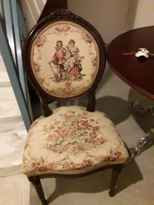Classic round dining table used with 4 chairs