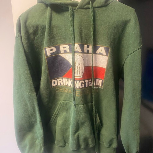Men's green Fruit of the Loom hoodie used, size M