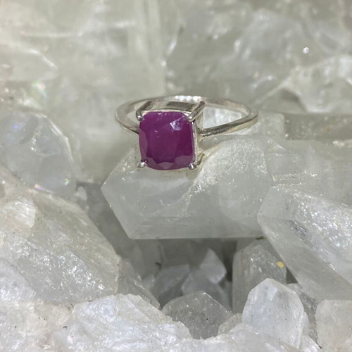 Silver ring with natural ruby new, handmade