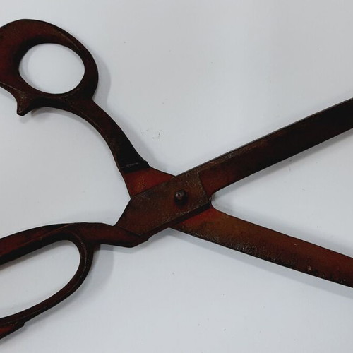Large Hand-Forged Iron Scissors 27 cm, used, rustic industrial style