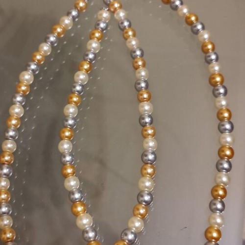 Necklaces with multicolored pearls new, set of two strands
