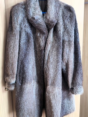 Vintage Nutria Fur Coat for Women, Silver-Brown