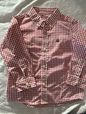Benetton children's shirt 2 years white red check new