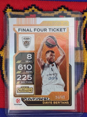 Davis Bertans 2025-26 Panini Contenders EuroLeague Final Four Ticket πορτοκαλί, σαν καινούργιο