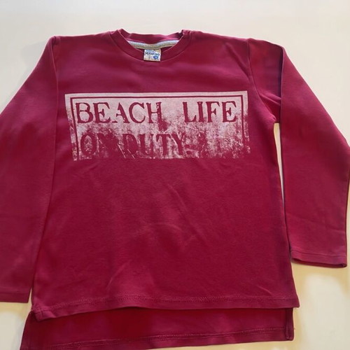Serafino boys' long sleeve shirt No 10, burgundy Beach Life print