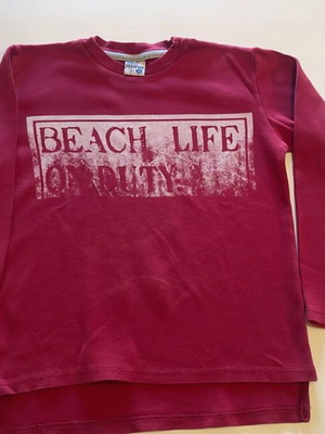 Serafino boys' long sleeve shirt No 10, burgundy Beach Life print